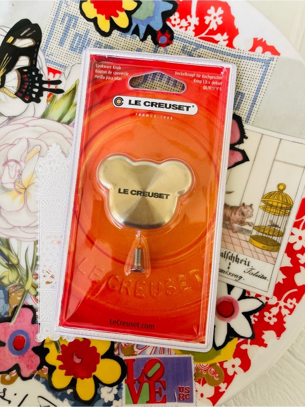 New Le Creuset Bear Silver Stainless Steel Cookware Knob Light Gold